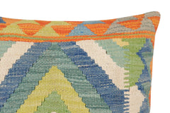 handmade Traditional Pillow Rust Blue Hand-Woven SQUARE 100% WOOL Hand woven turkish pillow2' x 2'