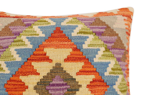 handmade Traditional Pillow Rust Blue Hand-Woven SQUARE 100% WOOL Hand woven turkish pillow2 x 2