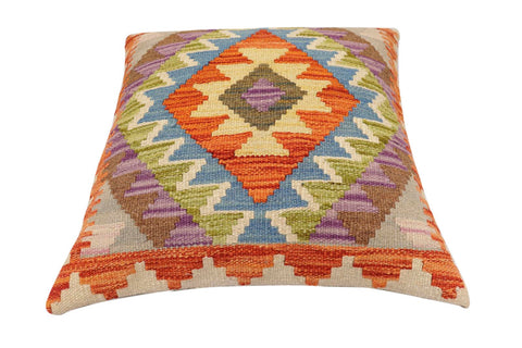 handmade Traditional Pillow Rust Blue Hand-Woven SQUARE 100% WOOL Hand woven turkish pillow2 x 2