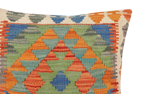 handmade Traditional Pillow Rust Blue Hand-Woven SQUARE 100% WOOL Hand woven turkish pillow2 x 2