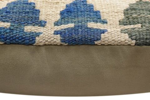 handmade Traditional Pillow Rust Blue Hand-Woven SQUARE 100% WOOL Hand woven turkish pillow2 x 2