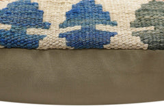 handmade Traditional Pillow Rust Blue Hand-Woven SQUARE 100% WOOL Hand woven turkish pillow2' x 2'