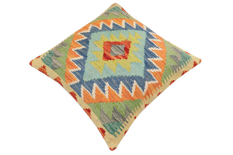 handmade Traditional Pillow Rust Blue Hand-Woven SQUARE 100% WOOL Hand woven turkish pillow2 x 2