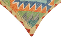 handmade Traditional Pillow Rust Blue Hand-Woven SQUARE 100% WOOL Hand woven turkish pillow2' x 2'