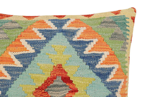 handmade Traditional Pillow Rust Blue Hand-Woven SQUARE 100% WOOL Hand woven turkish pillow2 x 2