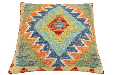 handmade Traditional Pillow Rust Blue Hand-Woven SQUARE 100% WOOL Hand woven turkish pillow2 x 2