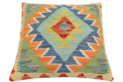 handmade Traditional Pillow Rust Blue Hand-Woven SQUARE 100% WOOL Hand woven turkish pillow2' x 2'