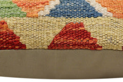 handmade Traditional Pillow Rust Blue Hand-Woven SQUARE 100% WOOL Hand woven turkish pillow2' x 2'