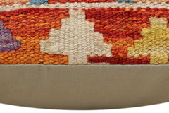 handmade Traditional Pillow Rust Blue Hand-Woven SQUARE 100% WOOL Hand woven turkish pillow2' x 2'