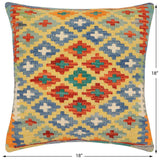 handmade Traditional Pillow Gold Rust Hand-Woven SQUARE 100% WOOL Hand woven turkish pillow2' x 2'