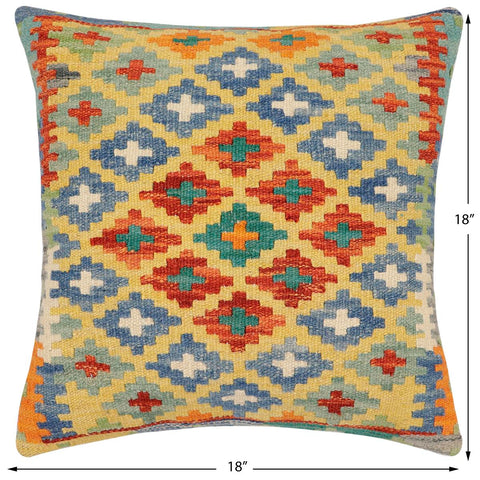 handmade Traditional Pillow Gold Rust Hand-Woven SQUARE 100% WOOL Hand woven turkish pillow2 x 2