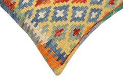 handmade Traditional Pillow Gold Rust Hand-Woven SQUARE 100% WOOL Hand woven turkish pillow2' x 2'