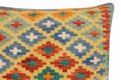 handmade Traditional Pillow Gold Rust Hand-Woven SQUARE 100% WOOL Hand woven turkish pillow2 x 2