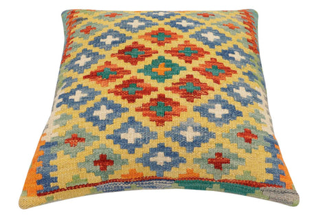 handmade Traditional Pillow Gold Rust Hand-Woven SQUARE 100% WOOL Hand woven turkish pillow2 x 2