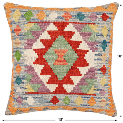 handmade Traditional Pillow Rust Blue Hand-Woven SQUARE 100% WOOL Hand woven turkish pillow2 x 2