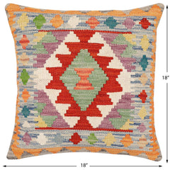 handmade Traditional Pillow Rust Blue Hand-Woven SQUARE 100% WOOL Hand woven turkish pillow2' x 2'