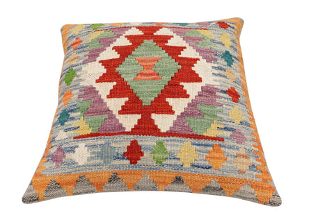handmade Traditional Pillow Rust Blue Hand-Woven SQUARE 100% WOOL Hand woven turkish pillow2 x 2