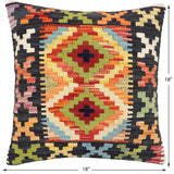 handmade Traditional Pillow Black Rust Hand-Woven SQUARE 100% WOOL Hand woven turkish pillow2' x 2'