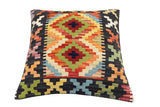 handmade Traditional Pillow Black Rust Hand-Woven SQUARE 100% WOOL Hand woven turkish pillow2' x 2'