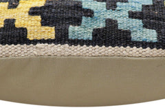 handmade Traditional Pillow Black Rust Hand-Woven SQUARE 100% WOOL Hand woven turkish pillow2' x 2'