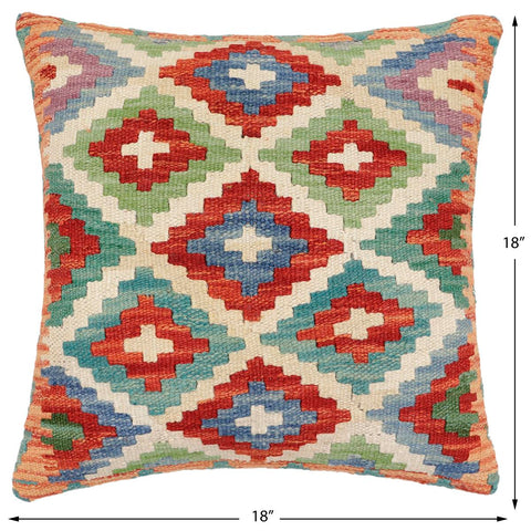 handmade Traditional Pillow Beige Rust Hand-Woven SQUARE 100% WOOL Hand woven turkish pillow2 x 2