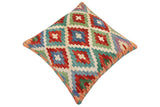 handmade Traditional Pillow Beige Rust Hand-Woven SQUARE 100% WOOL Hand woven turkish pillow2' x 2'