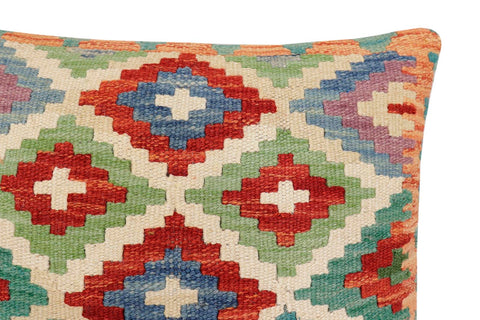 handmade Traditional Pillow Beige Rust Hand-Woven SQUARE 100% WOOL Hand woven turkish pillow2 x 2
