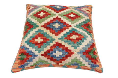 handmade Traditional Pillow Beige Rust Hand-Woven SQUARE 100% WOOL Hand woven turkish pillow2 x 2
