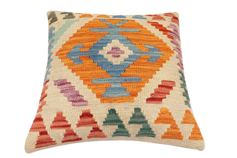 handmade Traditional Pillow Beige Rust Hand-Woven SQUARE 100% WOOL Hand woven turkish pillow2 x 2