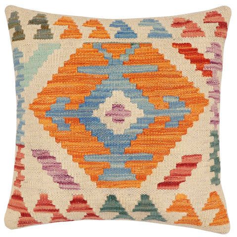 handmade Traditional Pillow Beige Rust Hand-Woven SQUARE 100% WOOL Hand woven turkish pillow2 x 2