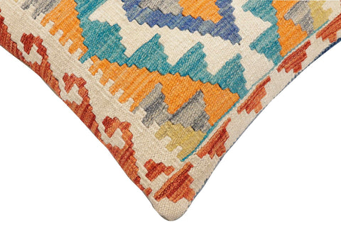 handmade Traditional Pillow Blue Rust Hand-Woven SQUARE 100% WOOL Hand woven turkish pillow2 x 2