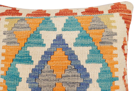 handmade Traditional Pillow Blue Rust Hand-Woven SQUARE 100% WOOL Hand woven turkish pillow2 x 2