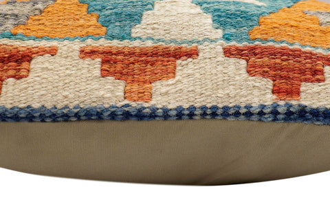 handmade Traditional Pillow Blue Rust Hand-Woven SQUARE 100% WOOL Hand woven turkish pillow2 x 2