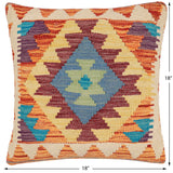 handmade Traditional Pillow Rust Blue Hand-Woven SQUARE 100% WOOL Hand woven turkish pillow2' x 2'