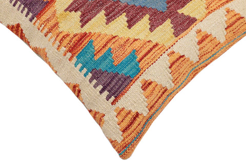 handmade Traditional Pillow Rust Blue Hand-Woven SQUARE 100% WOOL Hand woven turkish pillow2 x 2