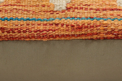 handmade Traditional Pillow Rust Blue Hand-Woven SQUARE 100% WOOL Hand woven turkish pillow2 x 2