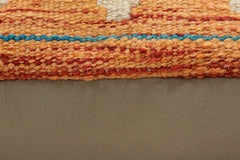 handmade Traditional Pillow Rust Blue Hand-Woven SQUARE 100% WOOL Hand woven turkish pillow2' x 2'