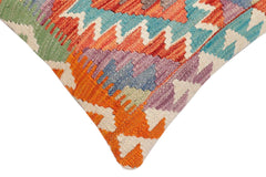 handmade Traditional Pillow Rust Blue Hand-Woven SQUARE 100% WOOL Hand woven turkish pillow2' x 2'