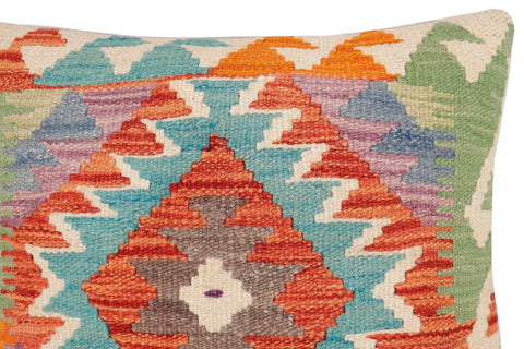 handmade Traditional Pillow Rust Blue Hand-Woven SQUARE 100% WOOL Hand woven turkish pillow2 x 2