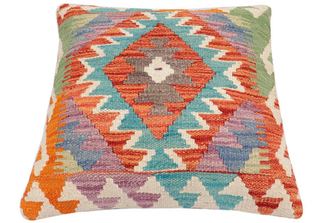 handmade Traditional Pillow Rust Blue Hand-Woven SQUARE 100% WOOL Hand woven turkish pillow2 x 2