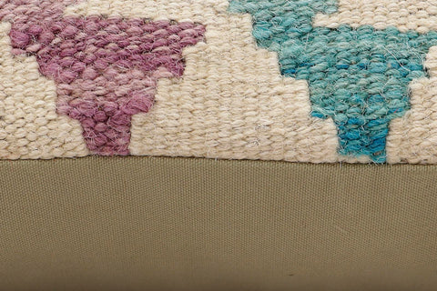 handmade Traditional Pillow Rust Blue Hand-Woven SQUARE 100% WOOL Hand woven turkish pillow2 x 2
