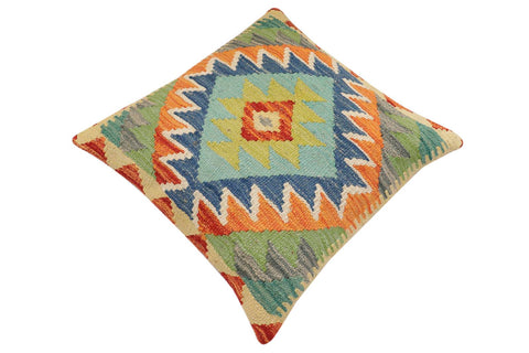 handmade Traditional Pillow Rust Blue Hand-Woven SQUARE 100% WOOL Hand woven turkish pillow2 x 2