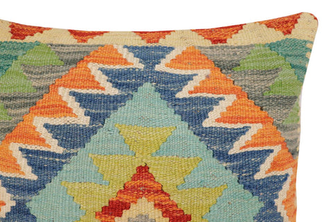 handmade Traditional Pillow Rust Blue Hand-Woven SQUARE 100% WOOL Hand woven turkish pillow2 x 2