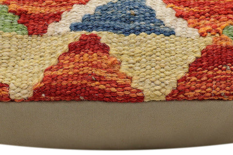 handmade Traditional Pillow Rust Blue Hand-Woven SQUARE 100% WOOL Hand woven turkish pillow2 x 2
