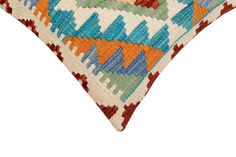 handmade Traditional Pillow Blue Rust Hand-Woven SQUARE 100% WOOL Hand woven turkish pillow2 x 2
