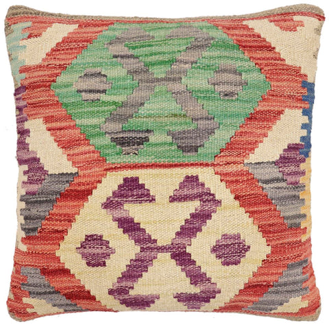 handmade Traditional Pillow Red Gray Hand-Woven SQUARE 100% WOOL Hand woven turkish pillow2 x 2
