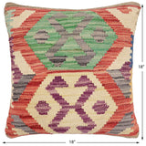 handmade Traditional Pillow Red Gray Hand-Woven SQUARE 100% WOOL Hand woven turkish pillow2' x 2'