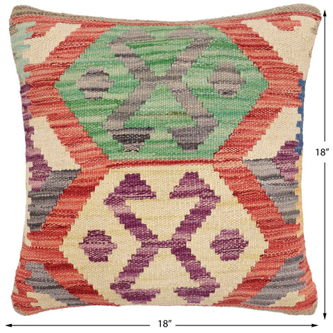 handmade Traditional Pillow Red Gray Hand-Woven SQUARE 100% WOOL Hand woven turkish pillow2 x 2