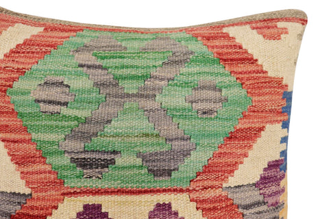 handmade Traditional Pillow Red Gray Hand-Woven SQUARE 100% WOOL Hand woven turkish pillow2 x 2