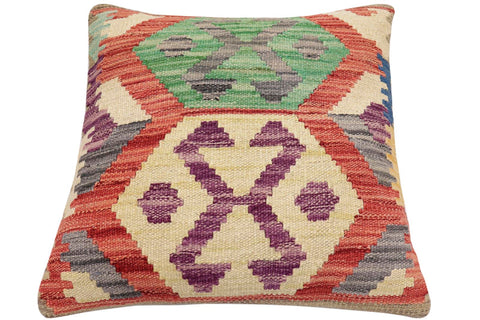 handmade Traditional Pillow Red Gray Hand-Woven SQUARE 100% WOOL Hand woven turkish pillow2 x 2